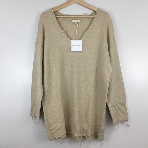 Honey Punch Sweaters - Honey Punch Oversized Distressed Baggy Sweater